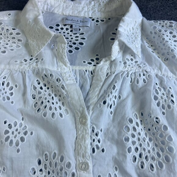 Michael Stars white eyelet button front Top Summer Sz M cottagecore - Picture 4 of 11